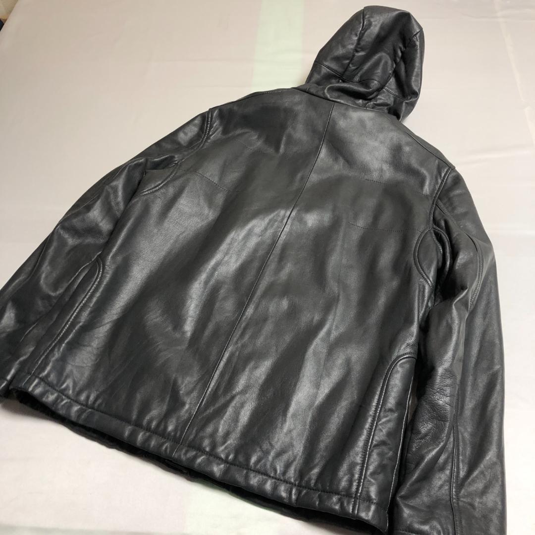 XL 美品　中綿　ウィンドアーマー　レザーパーカー　シングル　レザージャケット