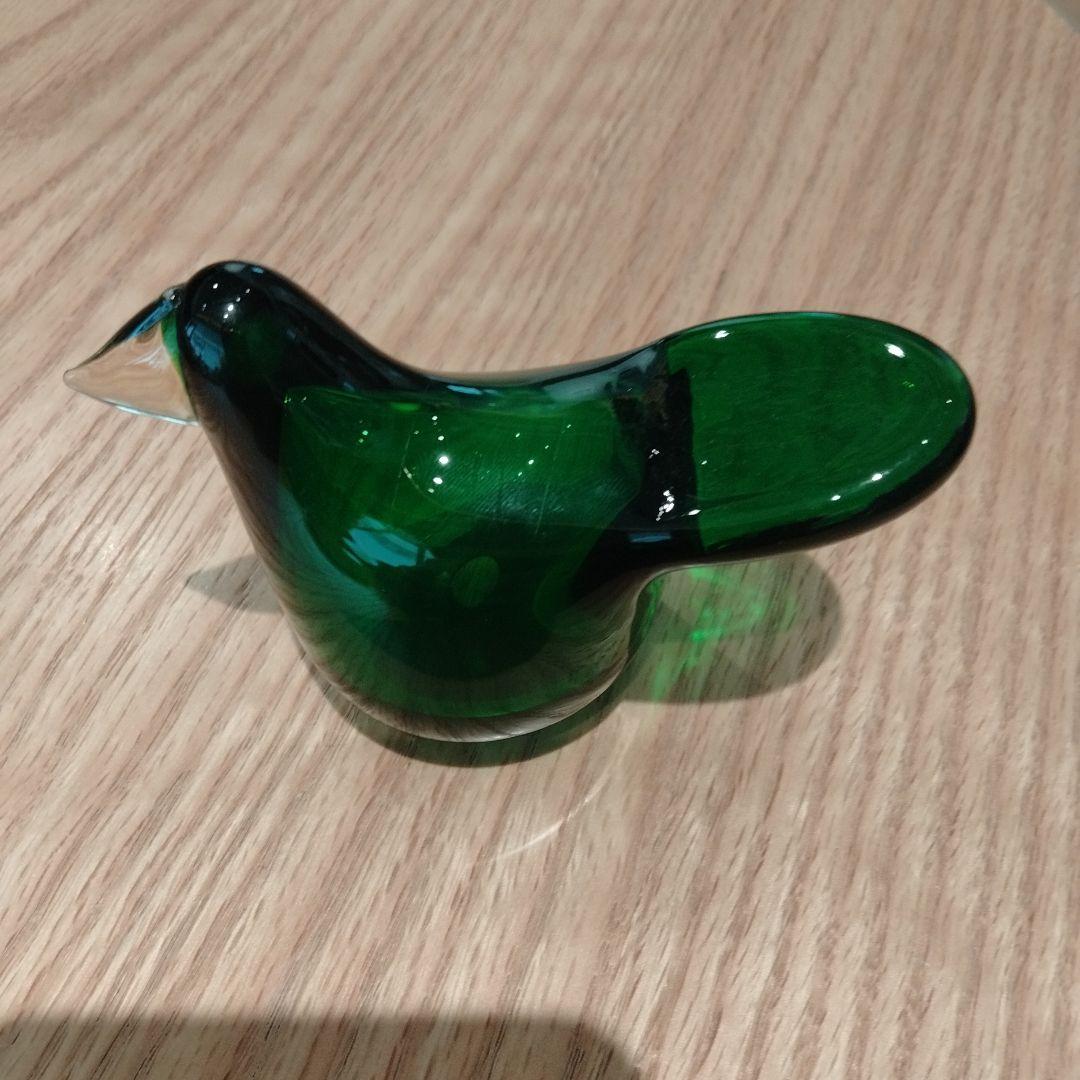 緑色ガラス製鳥型オブジェ 951/1000