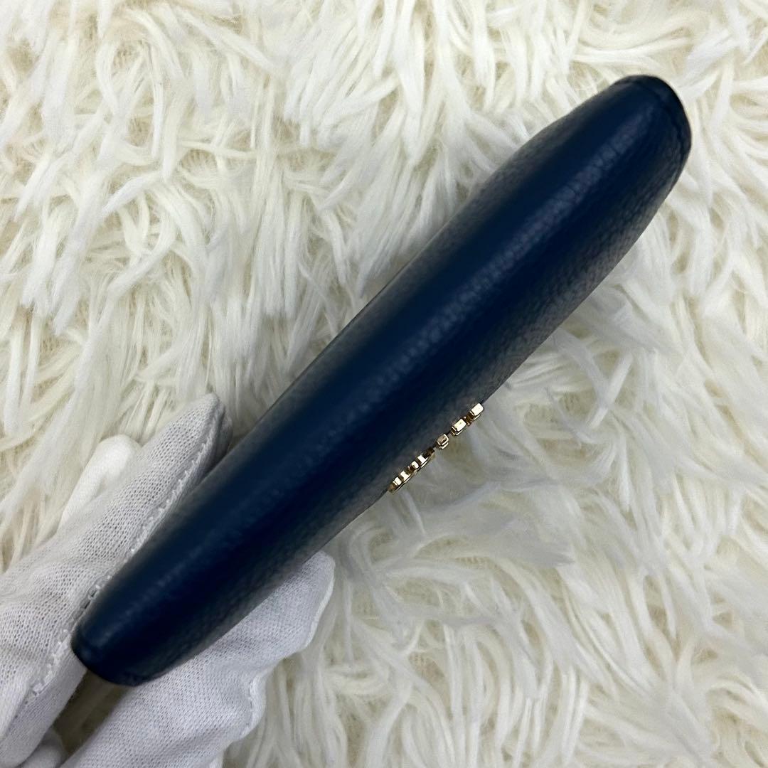 【美品】ICチップ内蔵 MIU MIU ミュウミュウ 三つ折り財布 ブルー系