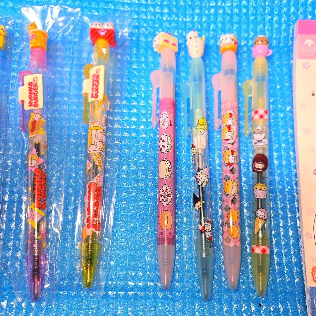 新品☆にゃんにゃんにゃんこ バーガー カフェ ボールペン ⑧点セット