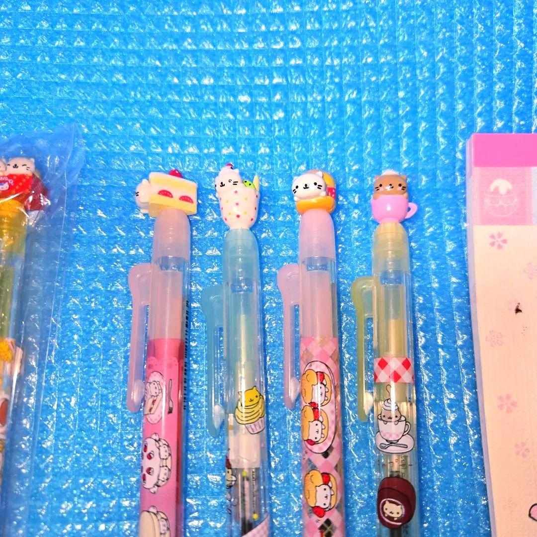 新品☆にゃんにゃんにゃんこ バーガー カフェ ボールペン ⑧点セット