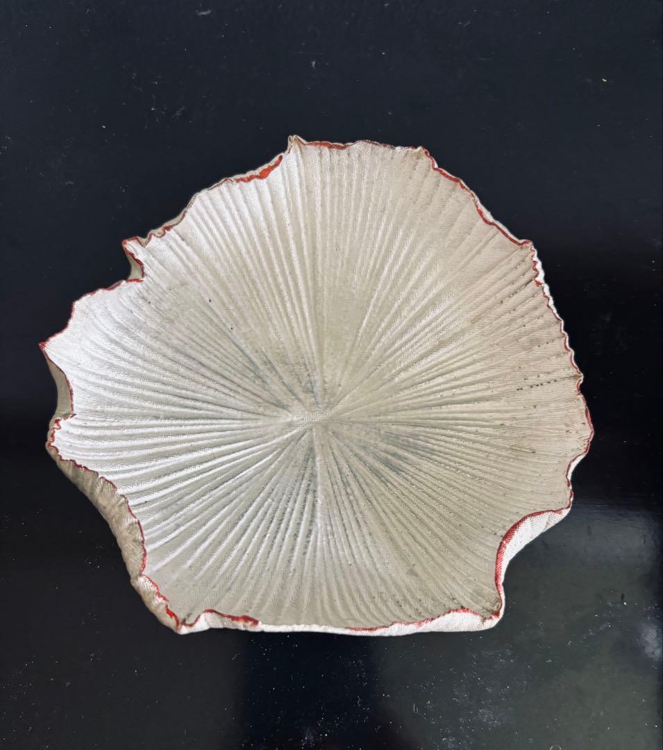 林みちよ　紅縁銀彩皿（No.3）　菓子皿　オブジェ　アート　茶道