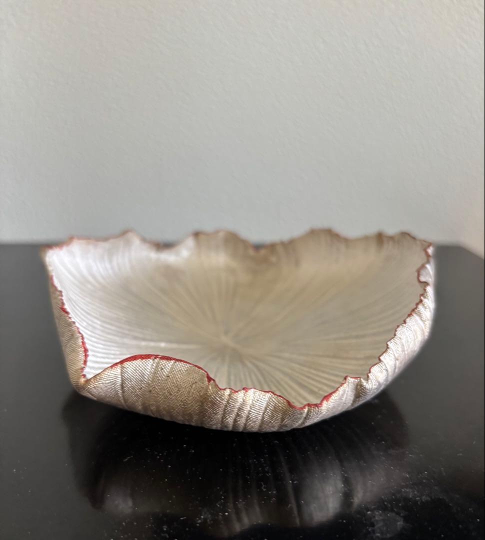 林みちよ　紅縁銀彩皿（No.3）　菓子皿　オブジェ　アート　茶道