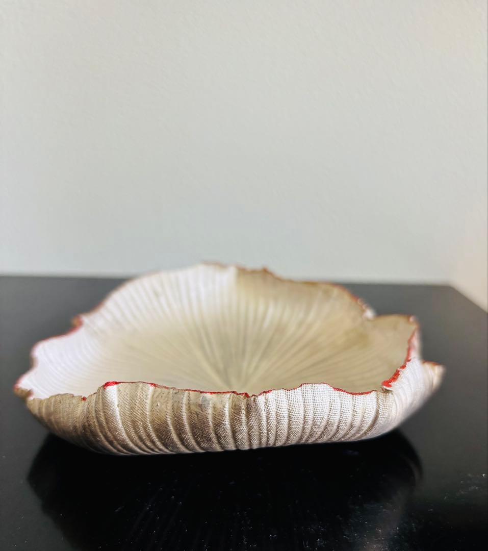 林みちよ　紅縁銀彩皿（No.3）　菓子皿　オブジェ　アート　茶道