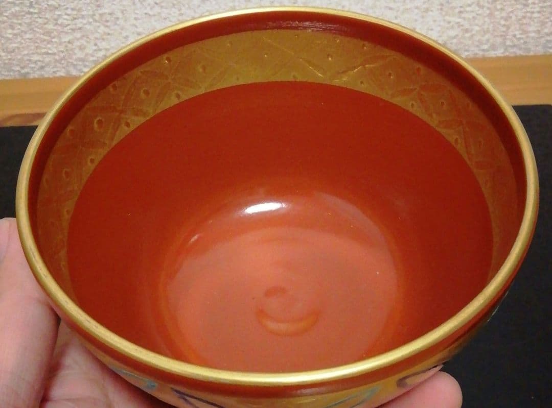 上山善峰作　京焼　帯七宝　茶碗　共箱　茶道具