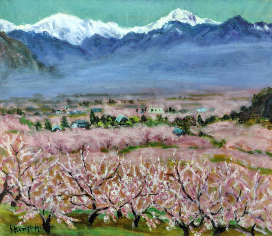 F10「桃の里」絵画 油彩画 油絵 風景画 アート