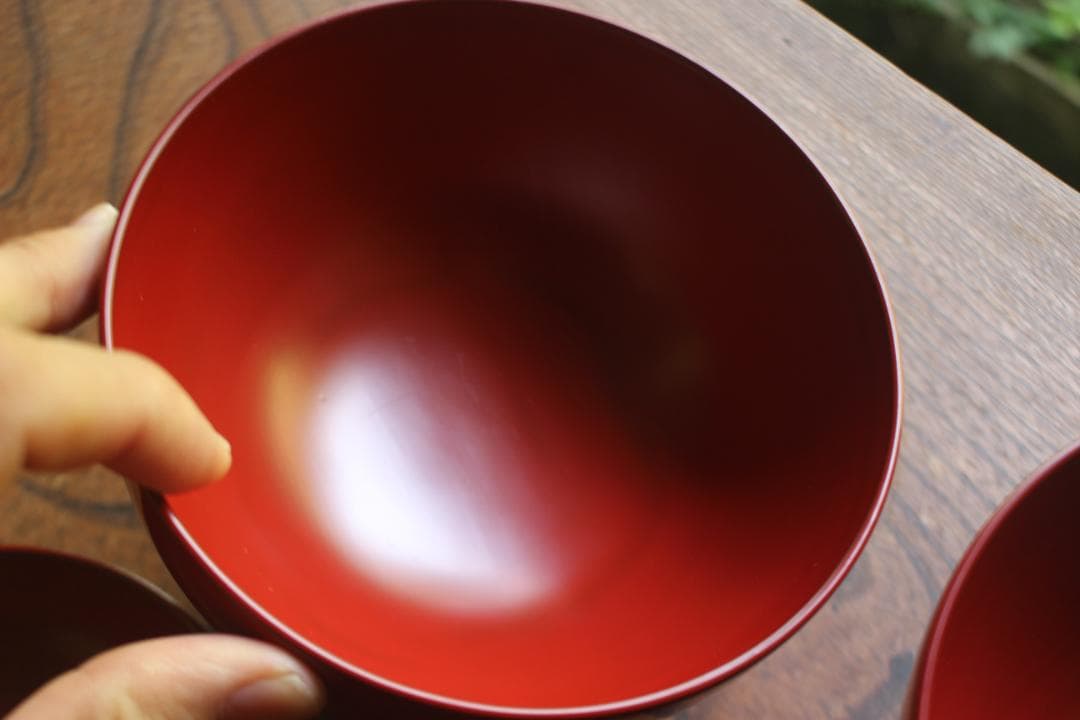 デッドストック！どっしりサイズに極上朱漆の美しい大椀2点（検輪島塗合鹿椀雑煮椀