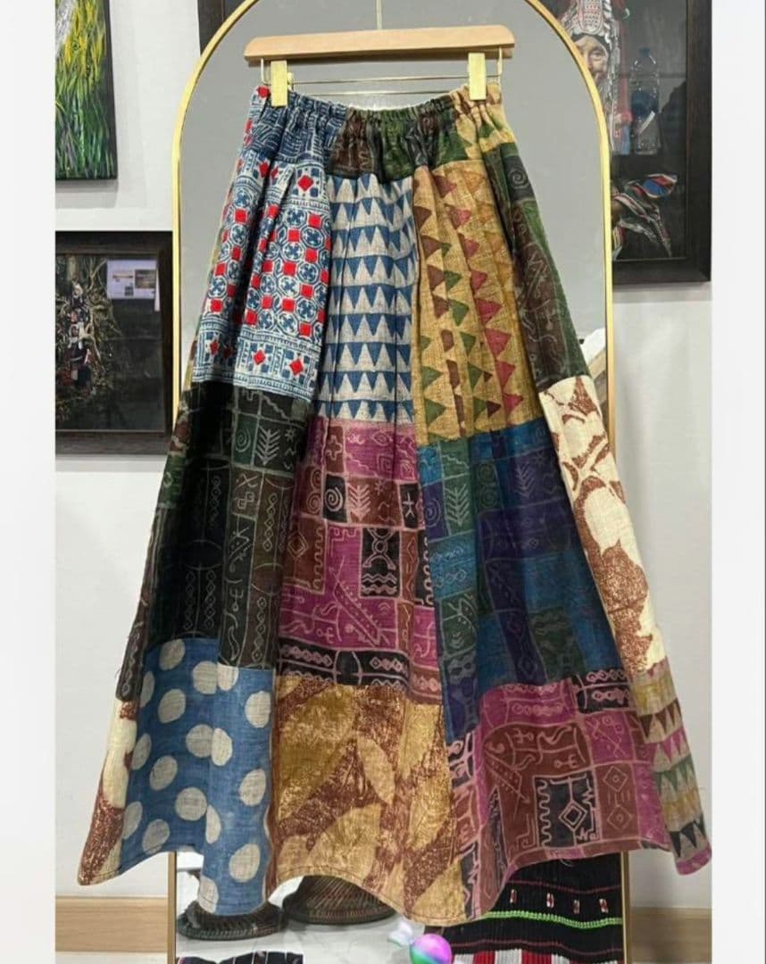 エスニック　バールンパンツ　天然コットン　藍染　新品　タイ製B80