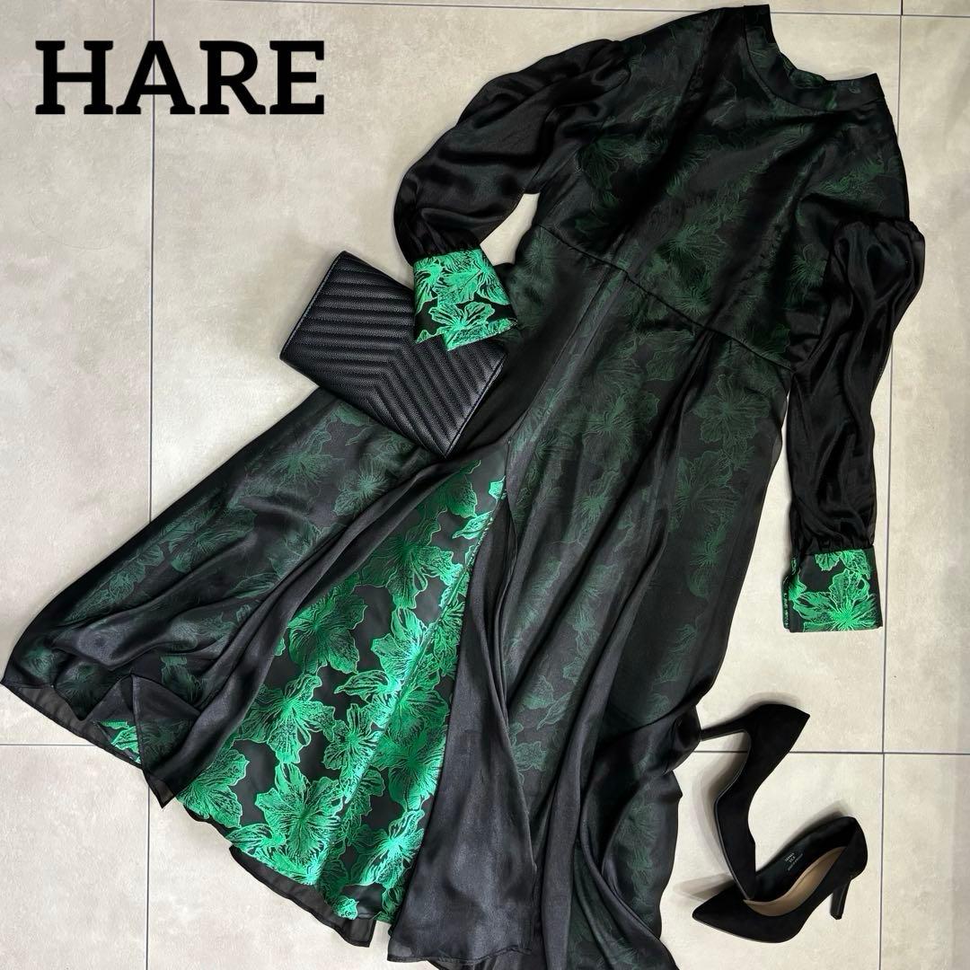 HARE ハレ　ジャガード　ロングワンピース　オケージョン　シアー