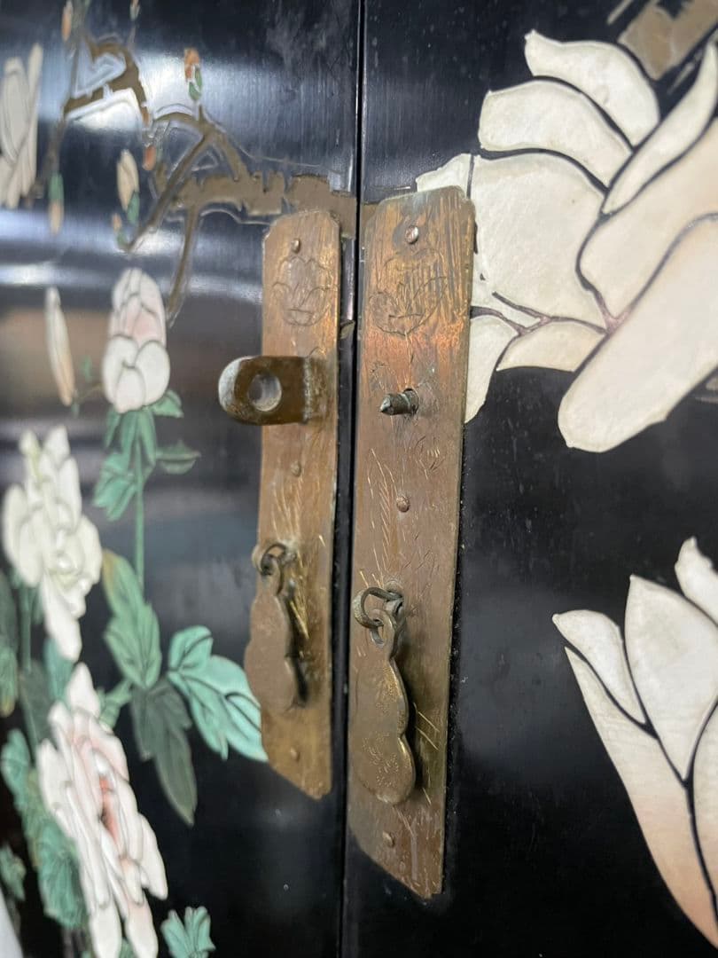 中国家具 キャビネット 中国古玩 アンティーク家具 花鳥図