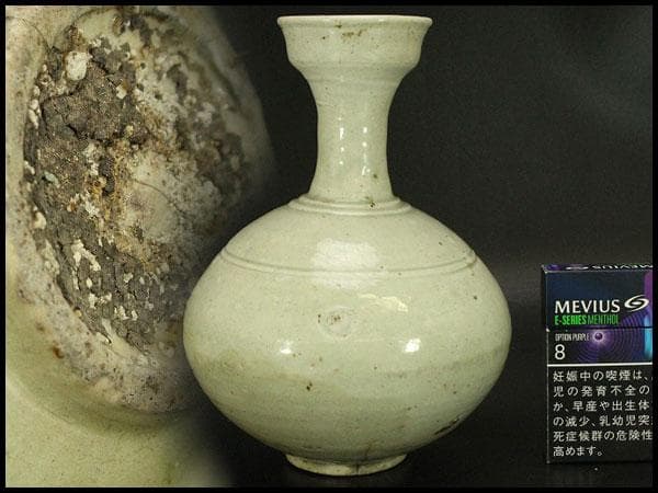 中国美術 青白磁 瓶 時代物(A446)