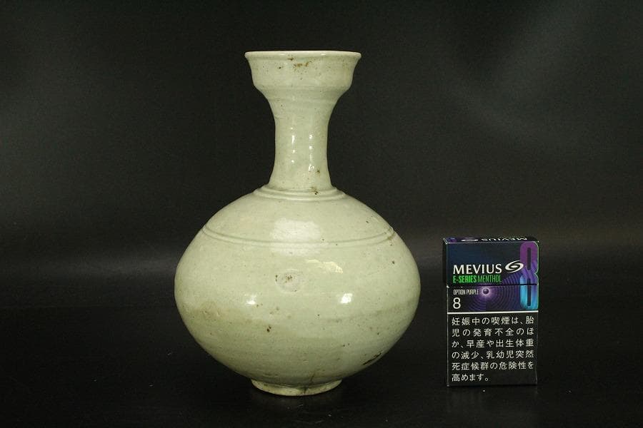 中国美術 青白磁 瓶 時代物(A446)