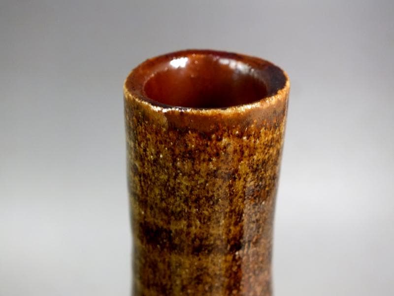 ☆ 利茶土ミルグリム 作 瀬戸釉六角花入 共箱 B2