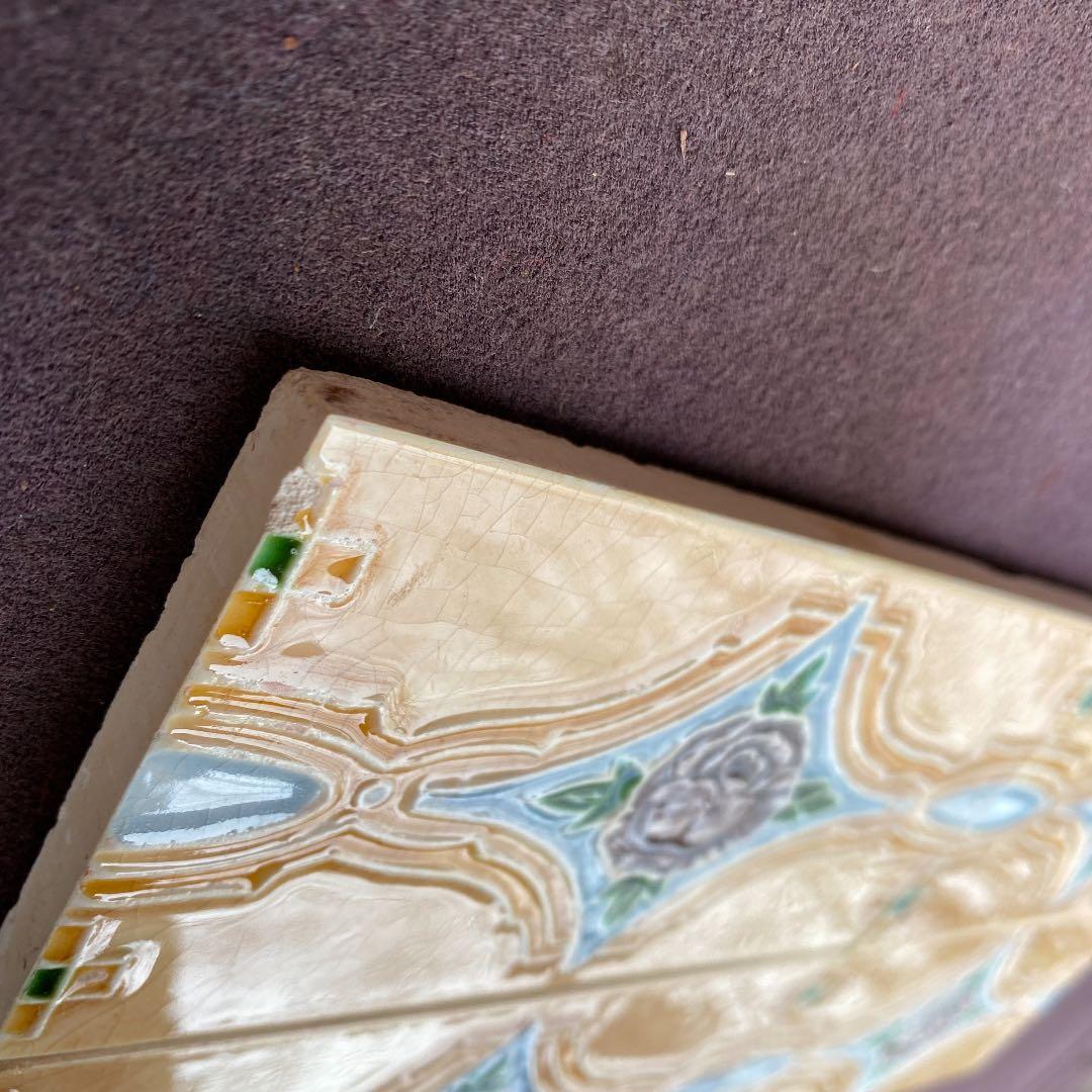 ハンドメイド日本製アンティークマジョリカタイル⑨Ａ４枚セット　プラナカンタイル