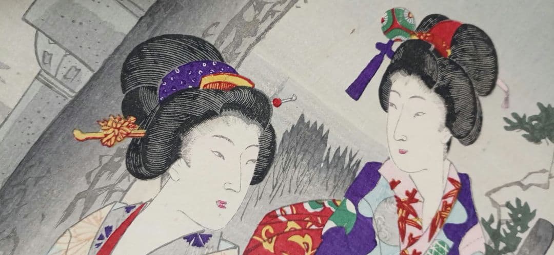 浮世絵、月下乃納涼三枚綴りの内の1枚売りです。橋本周延画、明治期出版