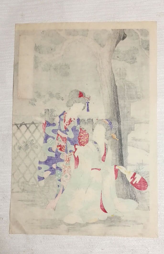 浮世絵、月下乃納涼三枚綴りの内の1枚売りです。橋本周延画、明治期出版