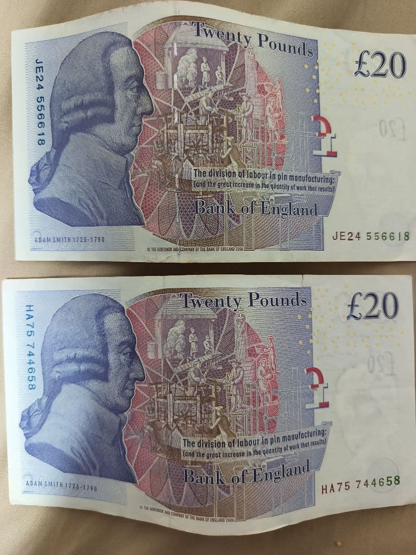 【旧紙幣】イギリス 20ポンド札 4枚セット エリザベス女王 コレクション用