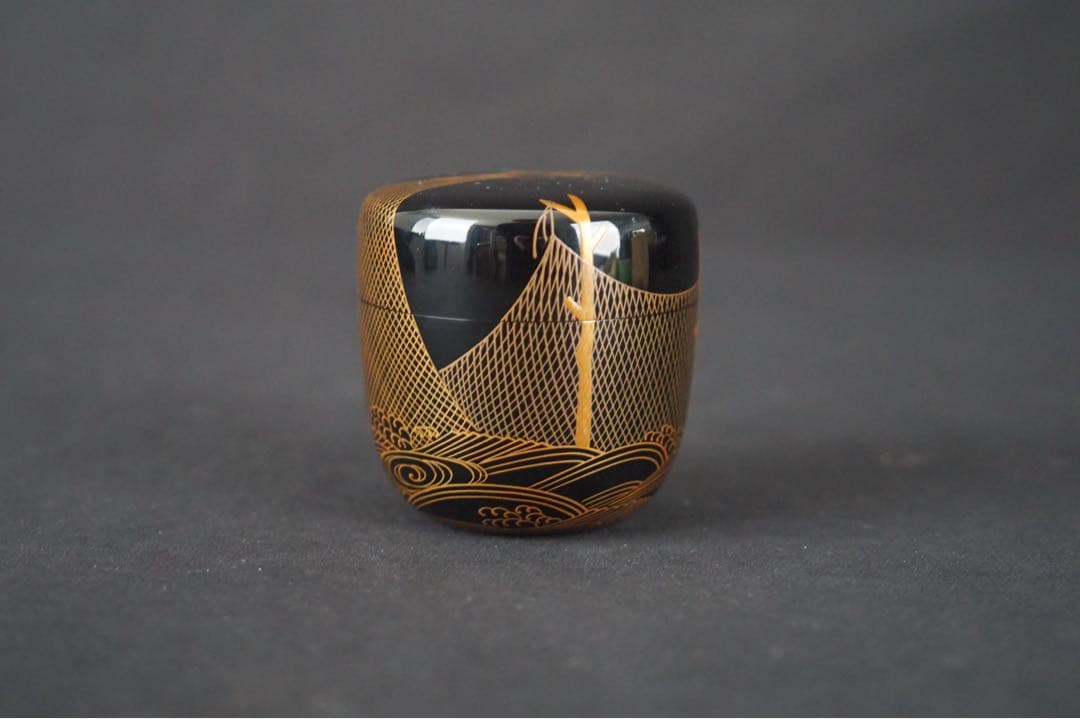 鈴木光入 造 干網蒔絵 大棗 共箱 共布 茶道具
