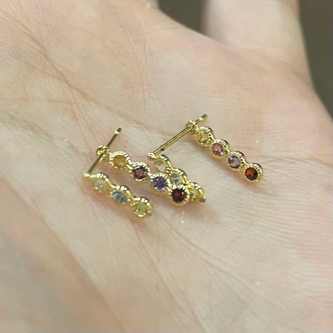 K18 アミュレット　天然石　レインボーカラー　ピアス　専用ページ