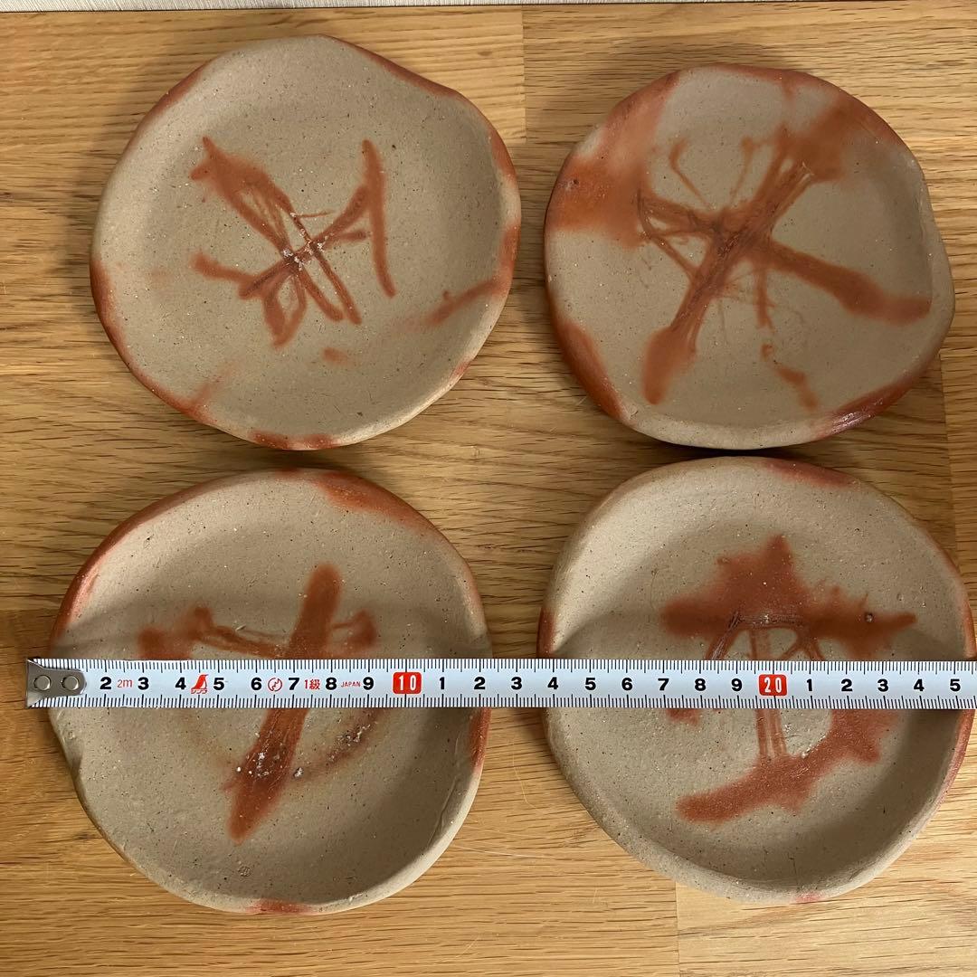 備前焼　カップ&ソーサー　4組　火襷