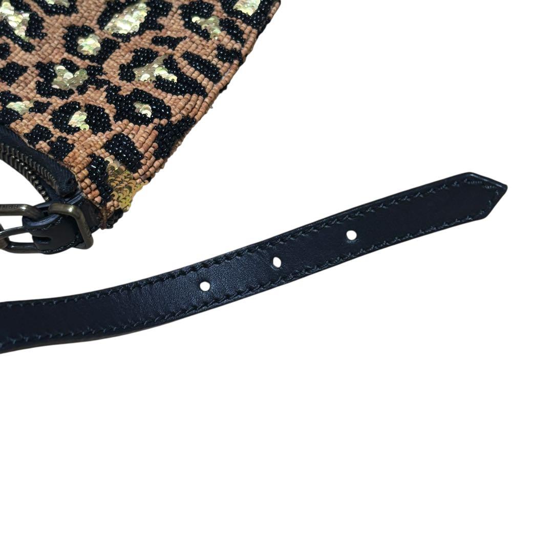 FENDI フェンディ パンサー ヒョウ柄 ハンドバッグ レザー ビーズ