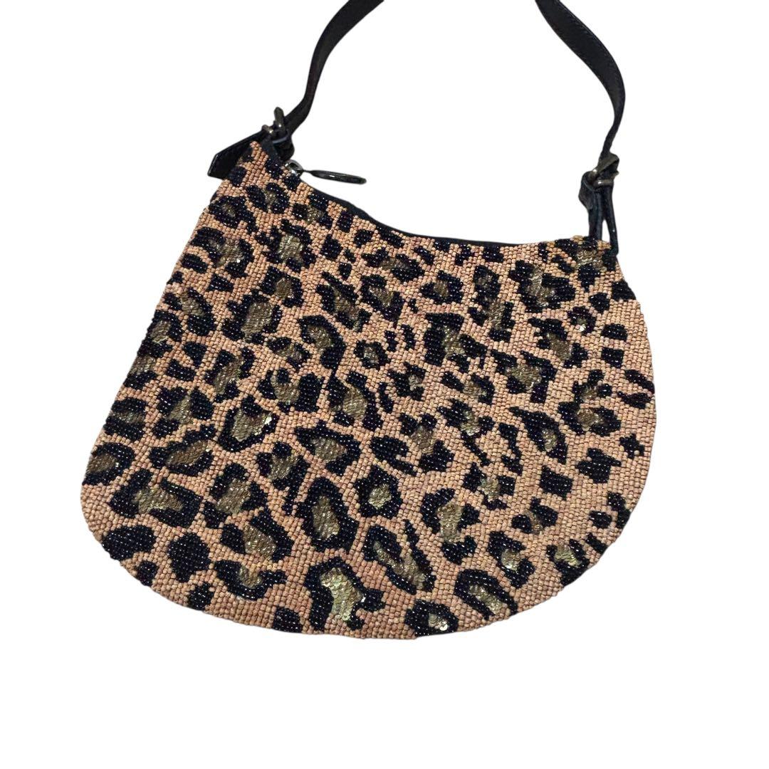 FENDI フェンディ パンサー ヒョウ柄 ハンドバッグ レザー ビーズ