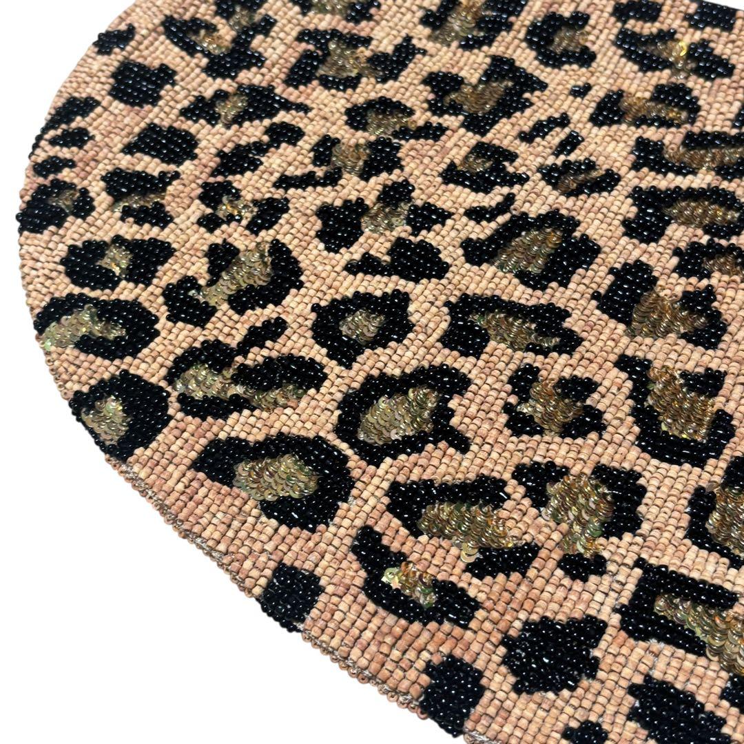 FENDI フェンディ パンサー ヒョウ柄 ハンドバッグ レザー ビーズ