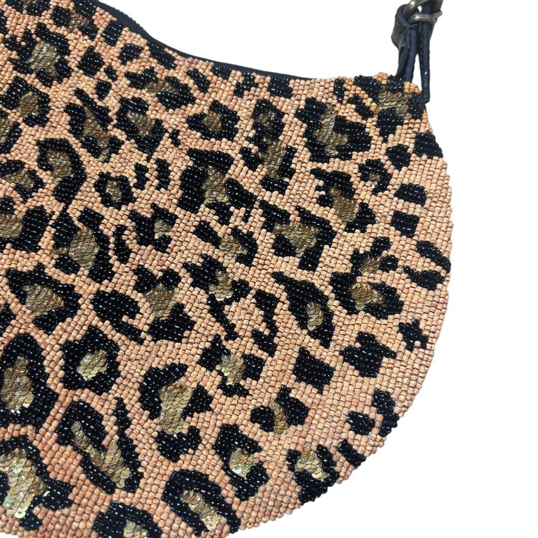 FENDI フェンディ パンサー ヒョウ柄 ハンドバッグ レザー ビーズ