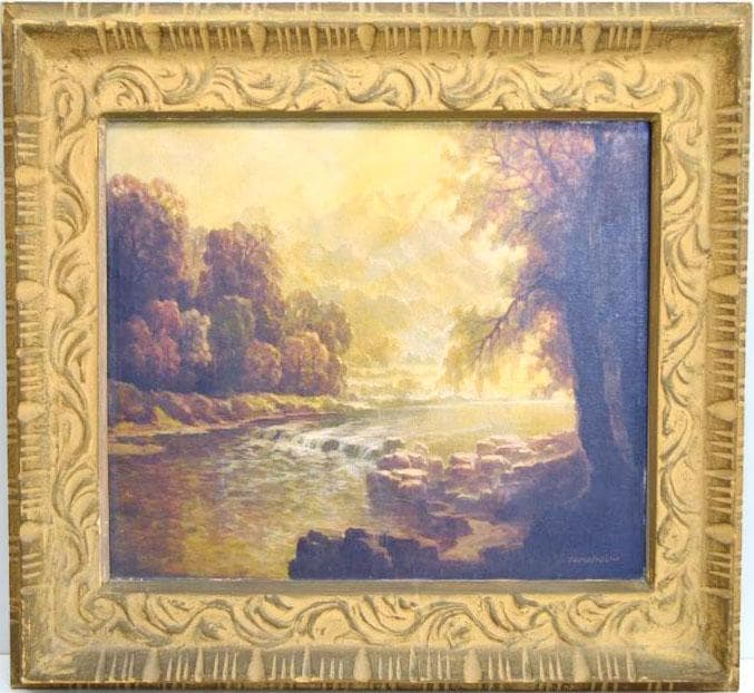 銘品　人気作家　⼭⼝硯閑　油彩　P12 アンティーク絵画 評価 号25万円