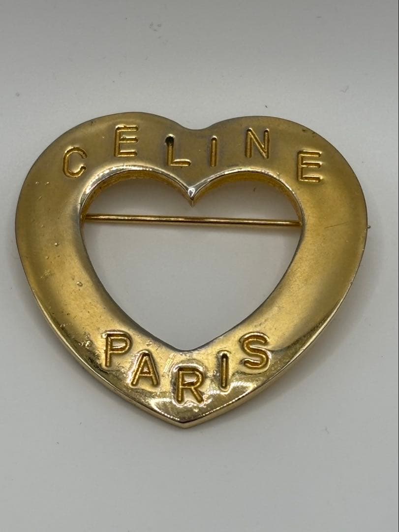 CELINE セリーヌ ヴィンテージハート ブローチ ゴールド
