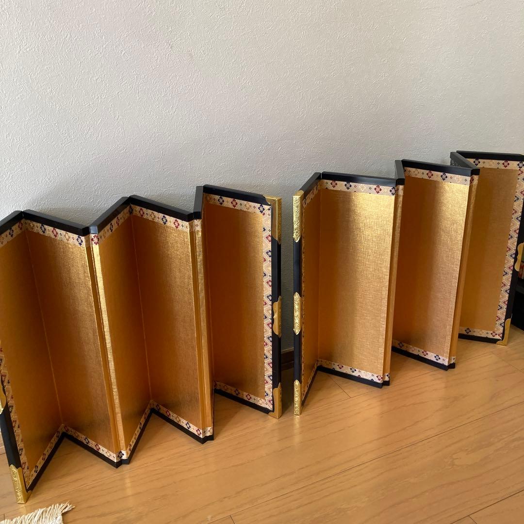 折りたたみ式屏風 金色装飾　2組