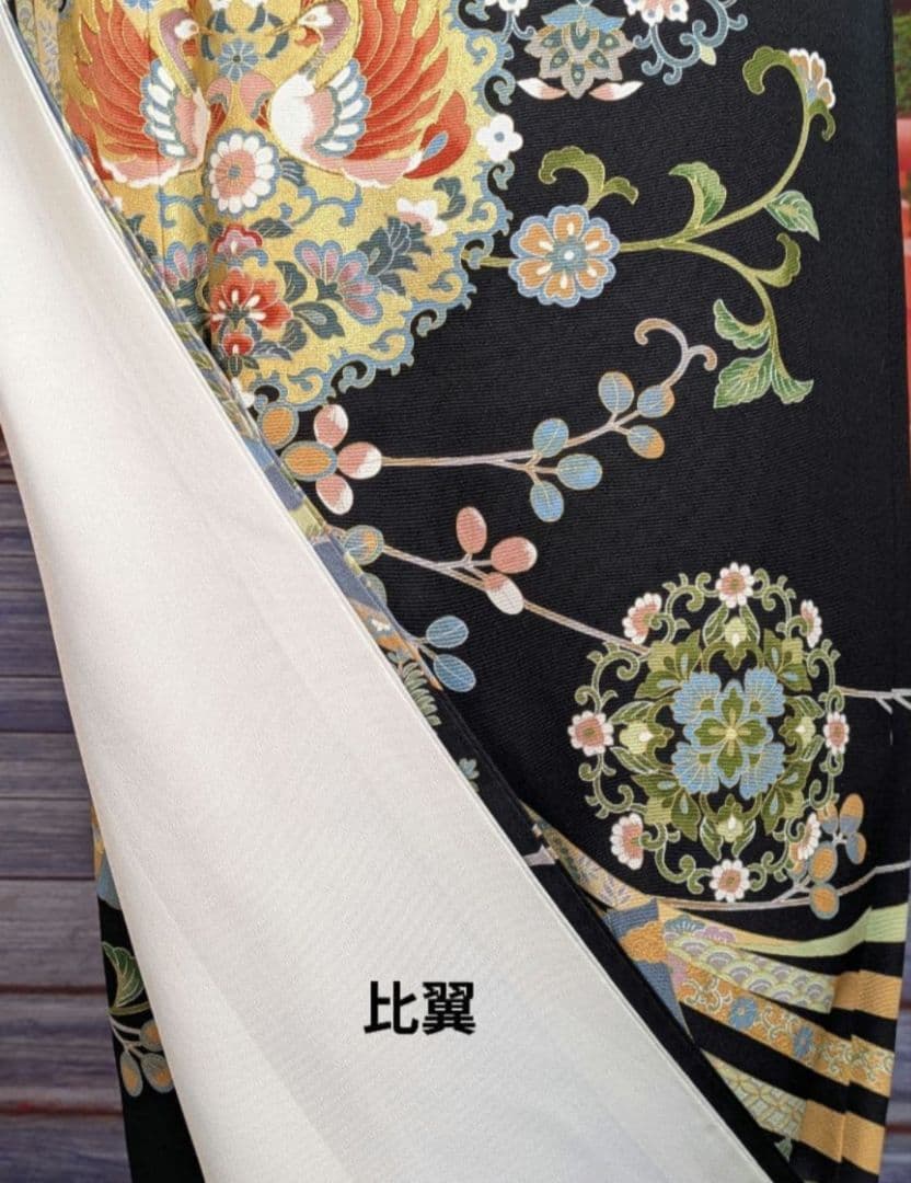 NO464　売約済　正絹黒留袖　 身幅ゆったり裄丈70cm　正絹長襦袢他