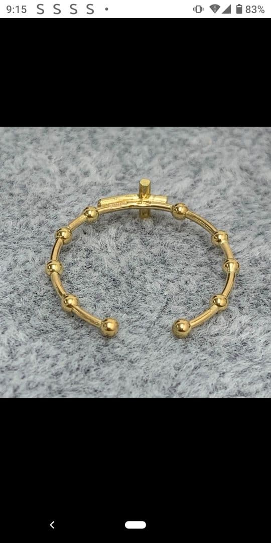 クロス リング 十字架 ロザリオ フリーサイズ 約8号~15号 K18