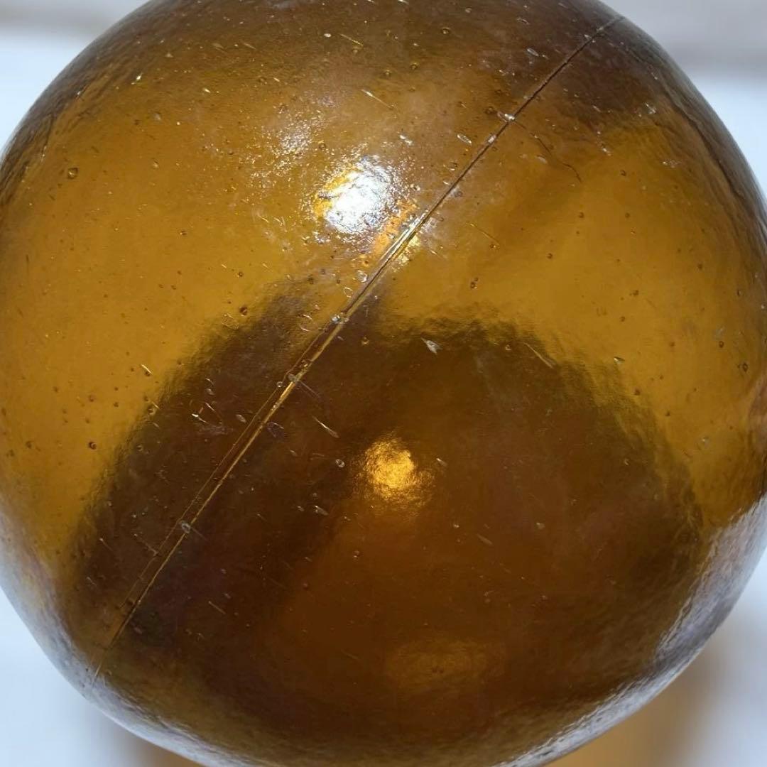 琥珀色　ガラス浮き玉　特大サイズ直径約40cm ヘソ無し　レアカラー