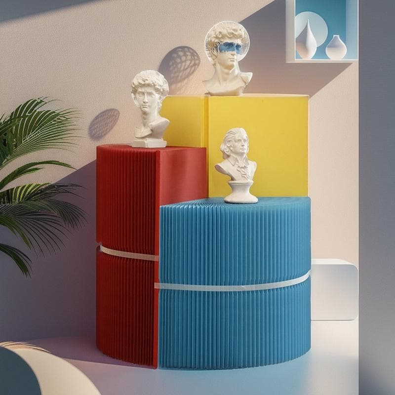 三色組み合わせ階段円柱型ディスプレイ台 直径80cm高さ98㎝ 陳列台 展示会