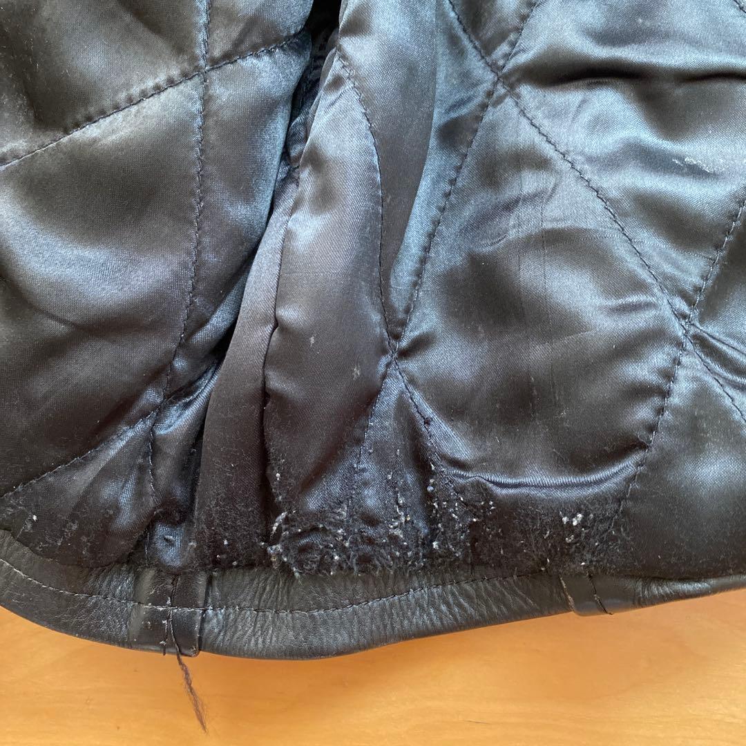 ブラックレザーシングルライダースジャケット　L