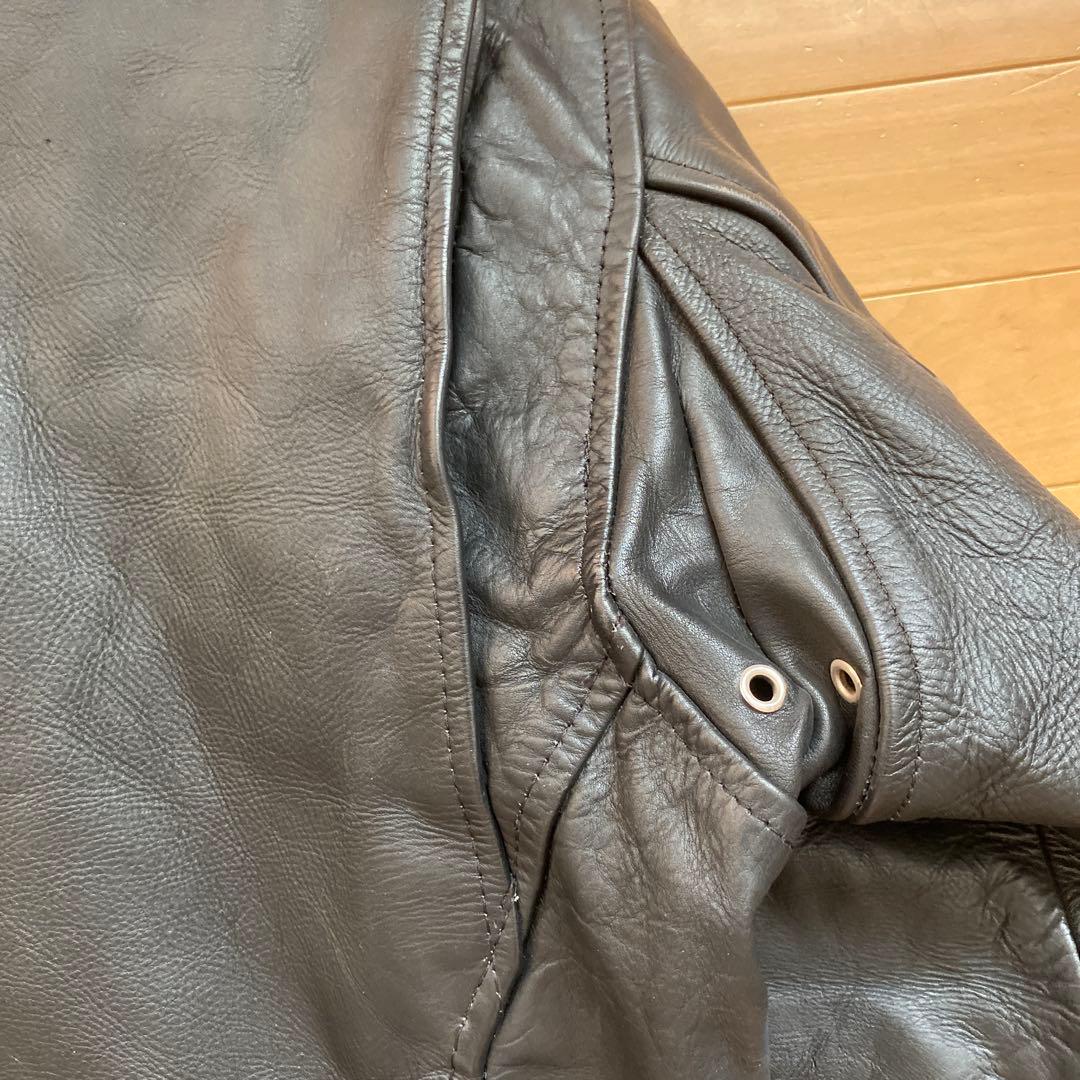 ブラックレザーシングルライダースジャケット　L