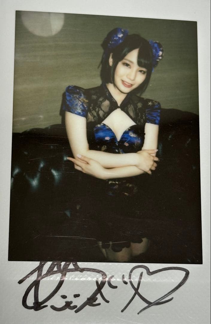 鈴村あいり　直筆サイン入りチェキ　チェキ　チャイナ　青　コスプレ　レア