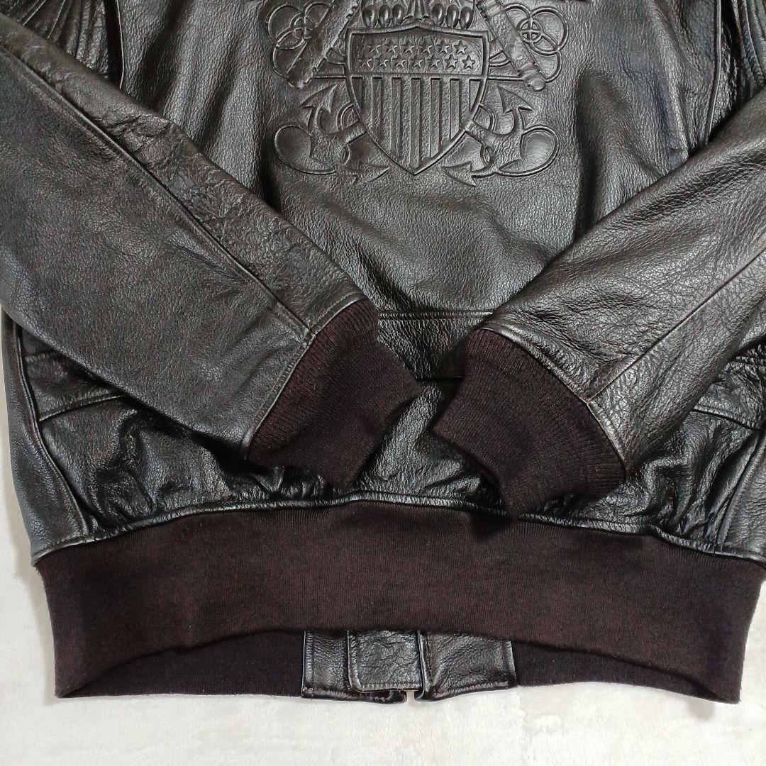 美品 MORGAN G-1NAVYエンボスジャケット 焦茶　L