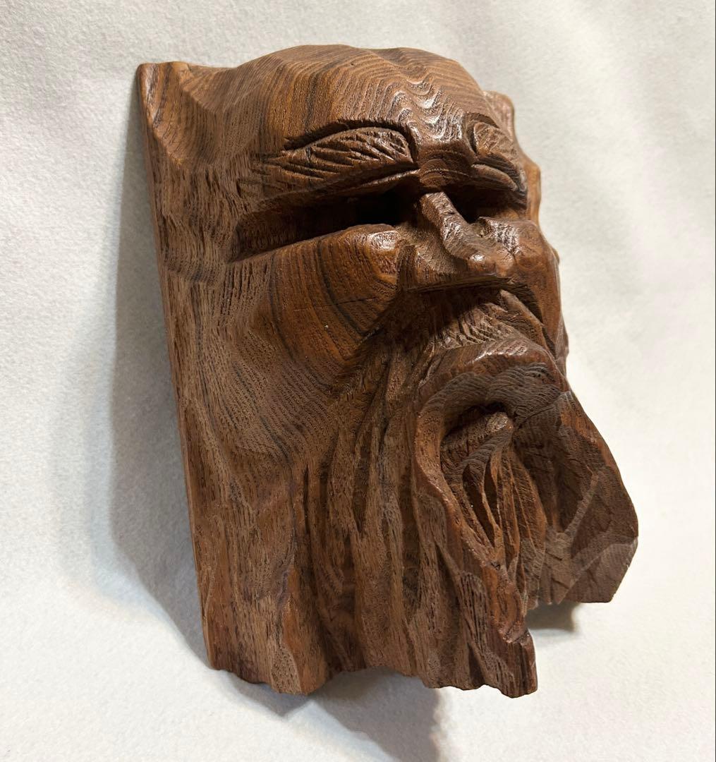 アイヌ彫刻 路清作 木彫 民族 男性 置物 木彫り 北海道 インテリア オブジェ