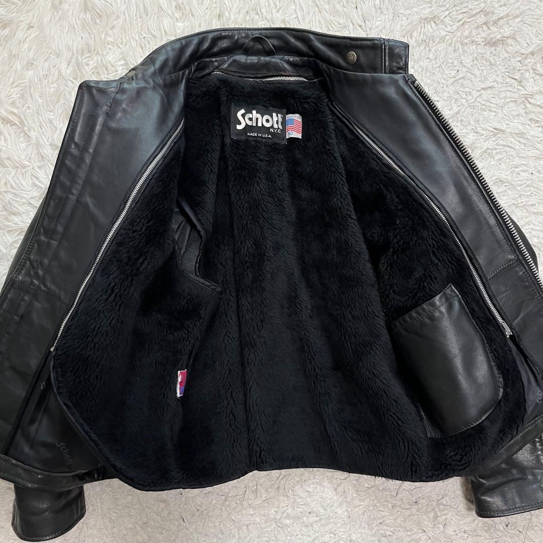 美品XLサイズ相当 ショット　641 シングルライダースジャケット　ライナー付き