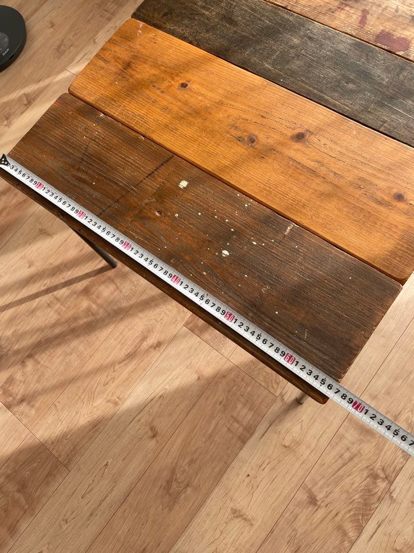 木製天板のテーブル　DIY 蚤の市　古家具　ビンテージ