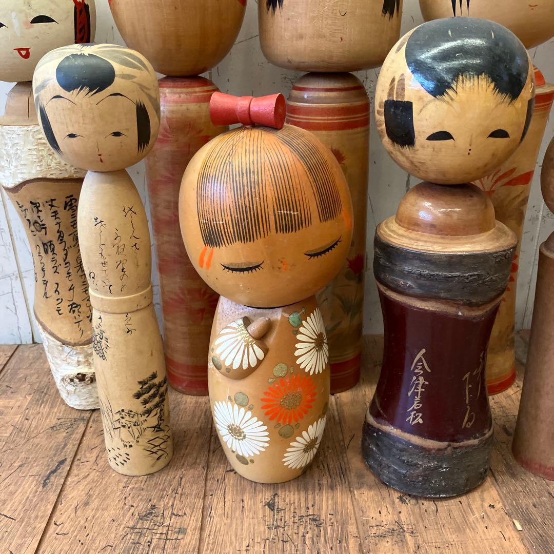 昭和レトロ 木製 こけし 小芥子 置物 飾り 工芸品 民芸品 コレクション 多数