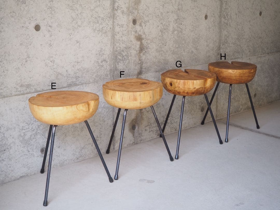 Log Primitive Tripod Stool檜・丸太・サイドテーブル