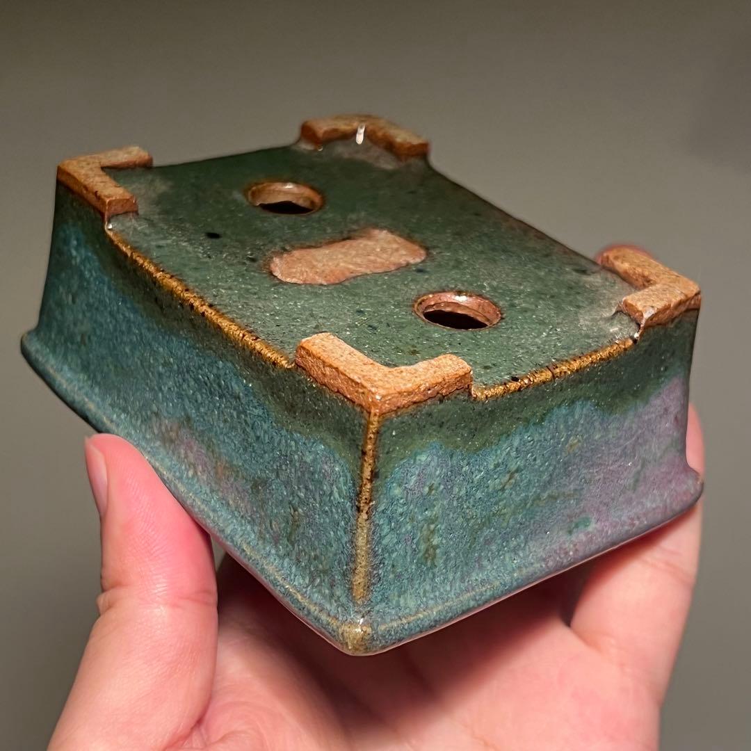 836.秋直 外緣切立長方 盆栽鉢 植木鉢 10*7.9*4.1cm