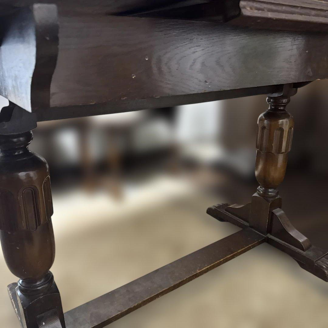 【希少】英国アンティーク オーク バルボスレッグ ドローリーフテーブル 店舗什器