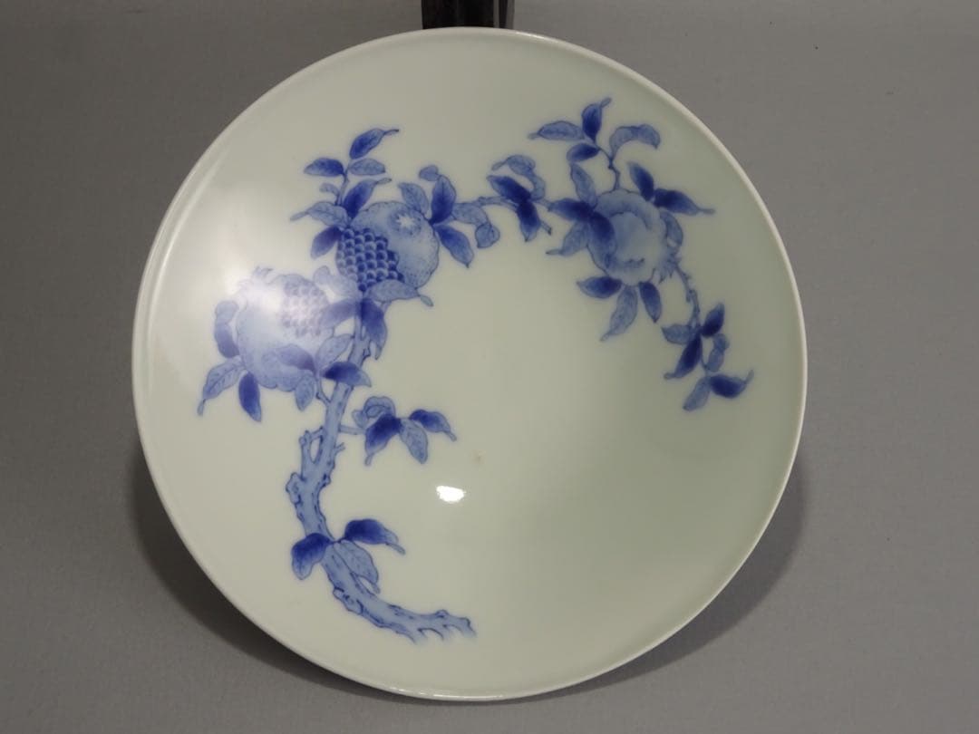 名工　十一代　今泉今右衛門　秀逸作　染付　柘榴文　鉢　5客　銘々皿　取皿　向付