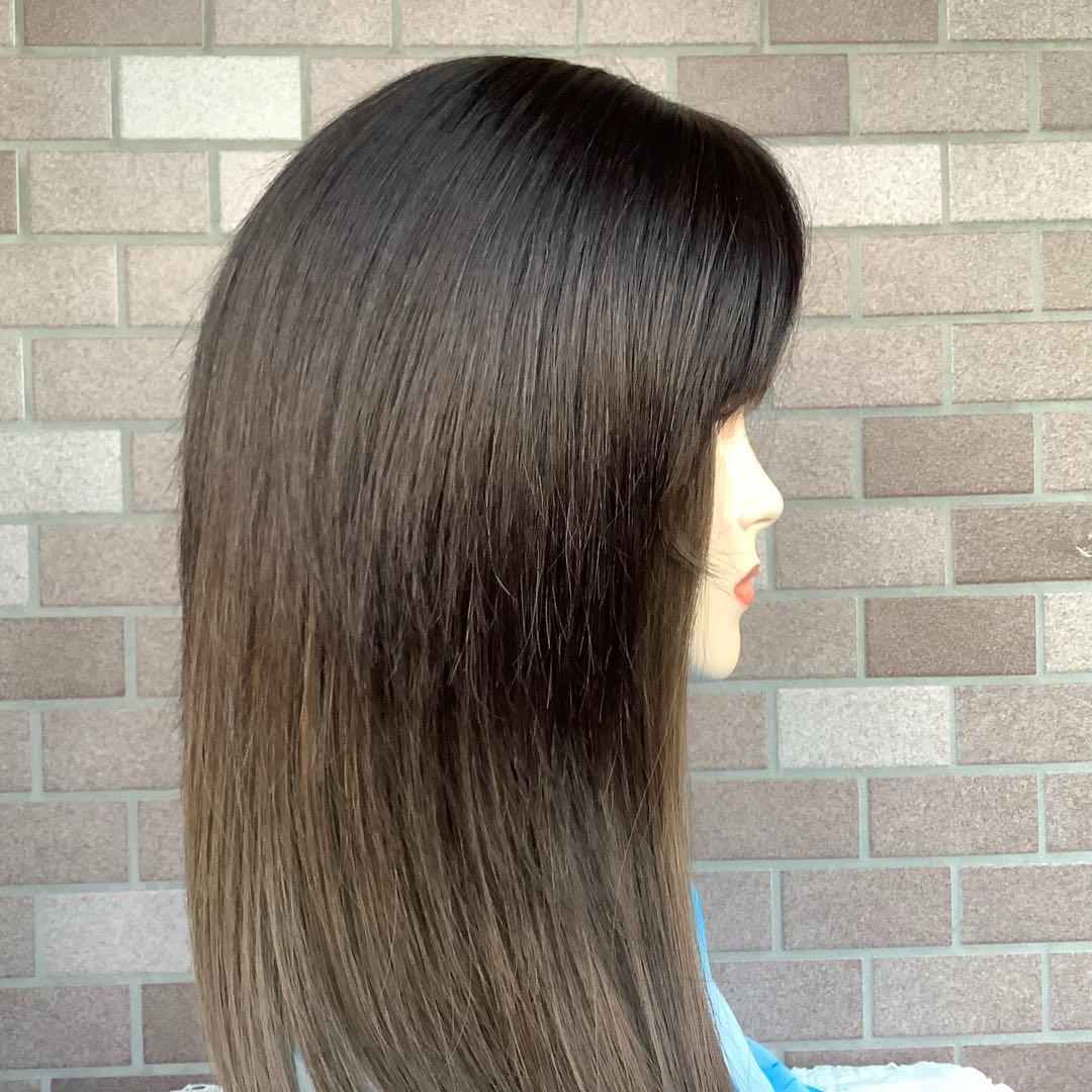 人毛100% 総手植 医療用 部分ウィッグ ヘアピース かつら ブラウン 茶 黒