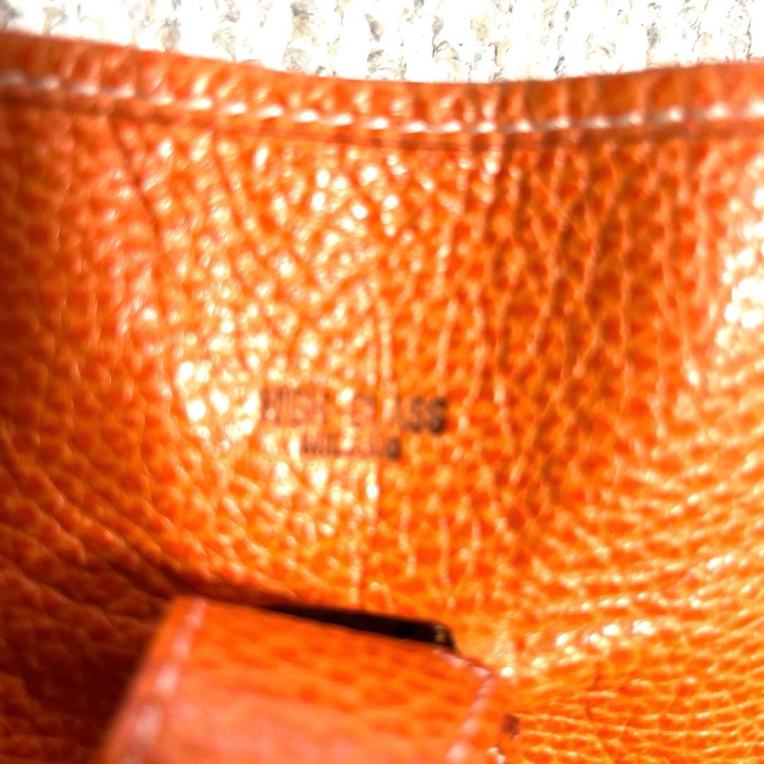 ハイクラス　オレンジレザー Hロゴ ショルダーバッグ