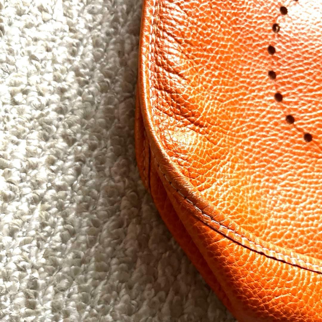 ハイクラス　オレンジレザー Hロゴ ショルダーバッグ